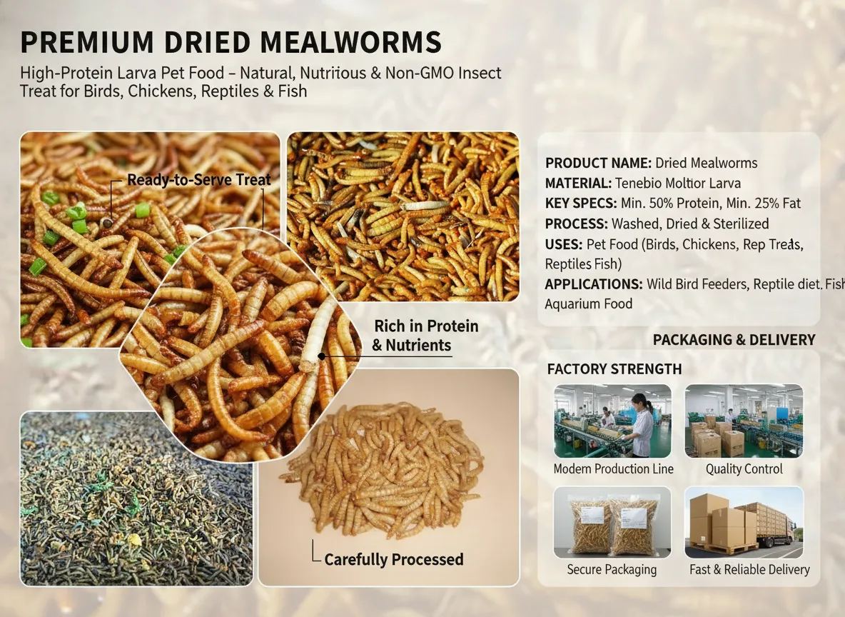 Freeze-Dried Mealworms 55% High Protein supplier