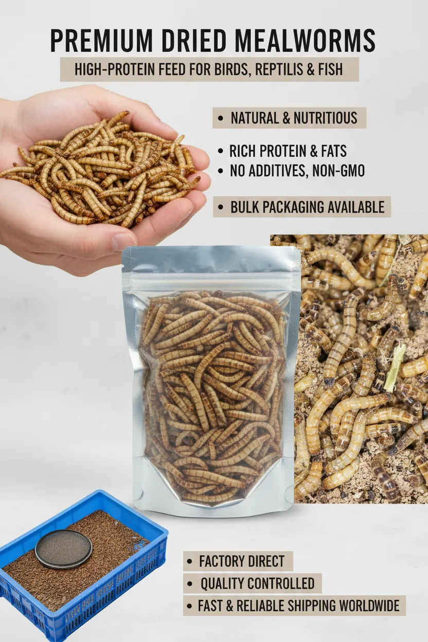low moisture dried mealworms bulk manufacturer