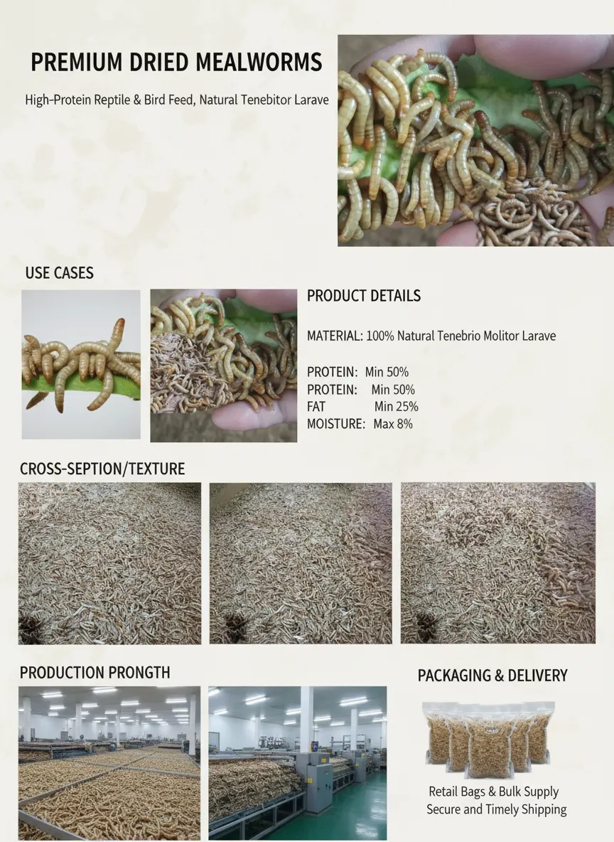 Wholesale Vacuum-Packed Dried Mealworms Exporter
