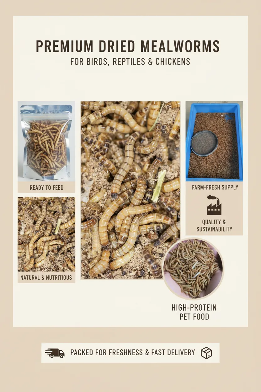 low moisture dried mealworms bulk supplier