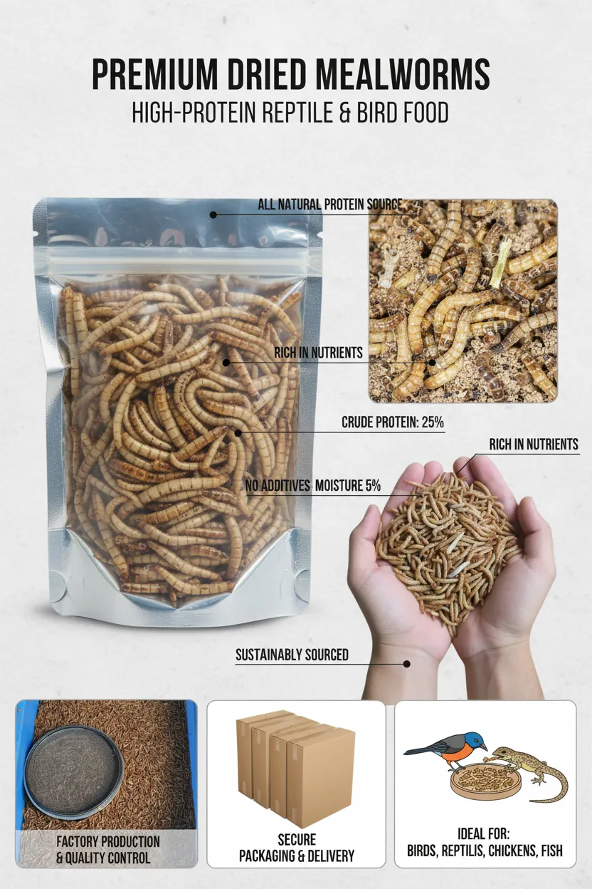 low moisture dried mealworms bulk wholesale