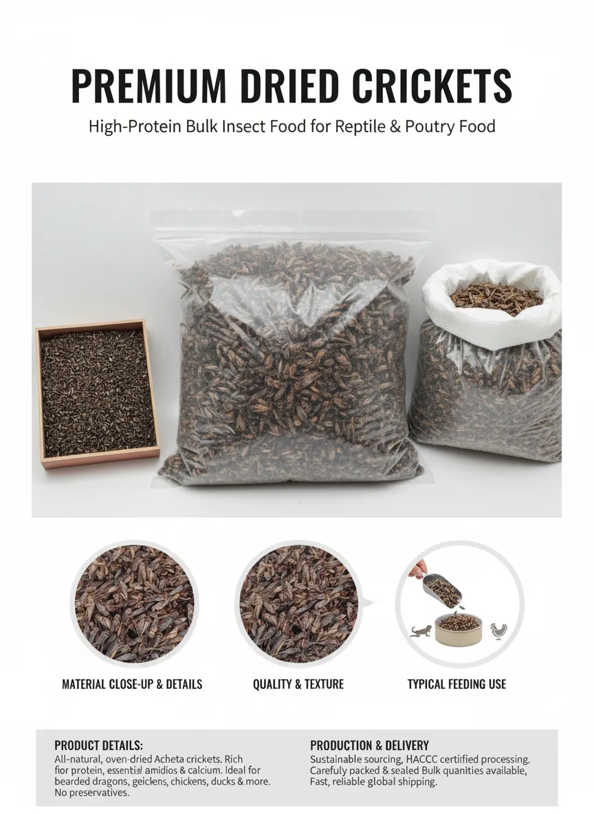 Bulk Supplier of Vacuum-Packed Dried Crickets Exporter