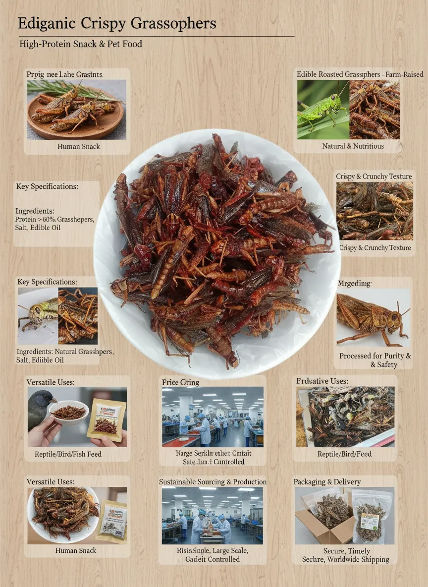 Bulk Supply of Dried Grasshoppers for Insect Protein Premixes manufacturer