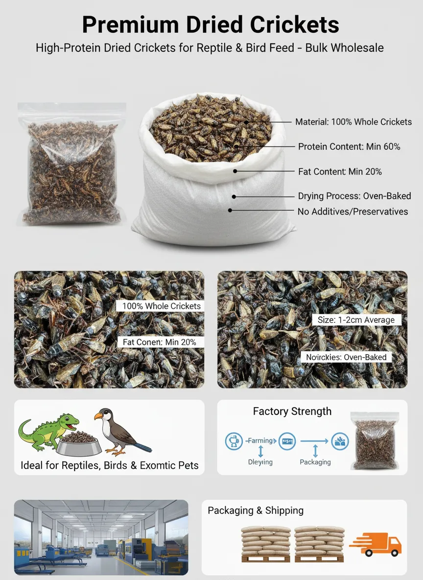 Bulk Dried Crickets for Pet Food Production manufacturer