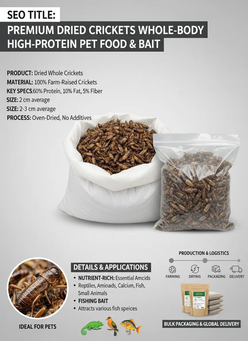 Bulk Dried Crickets for Pet Food Production supplier