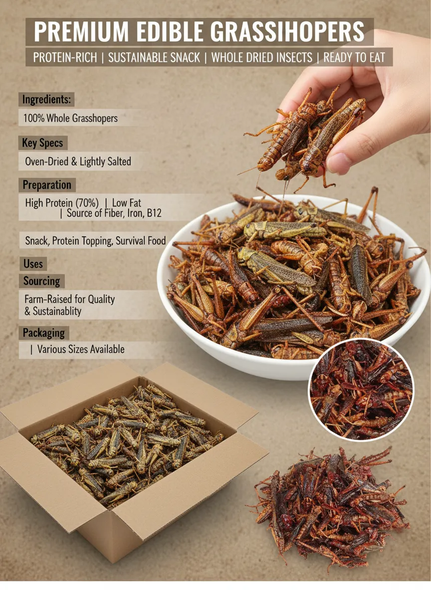 Dried Grasshoppers for Commercial Reptile Breeding manufacturer