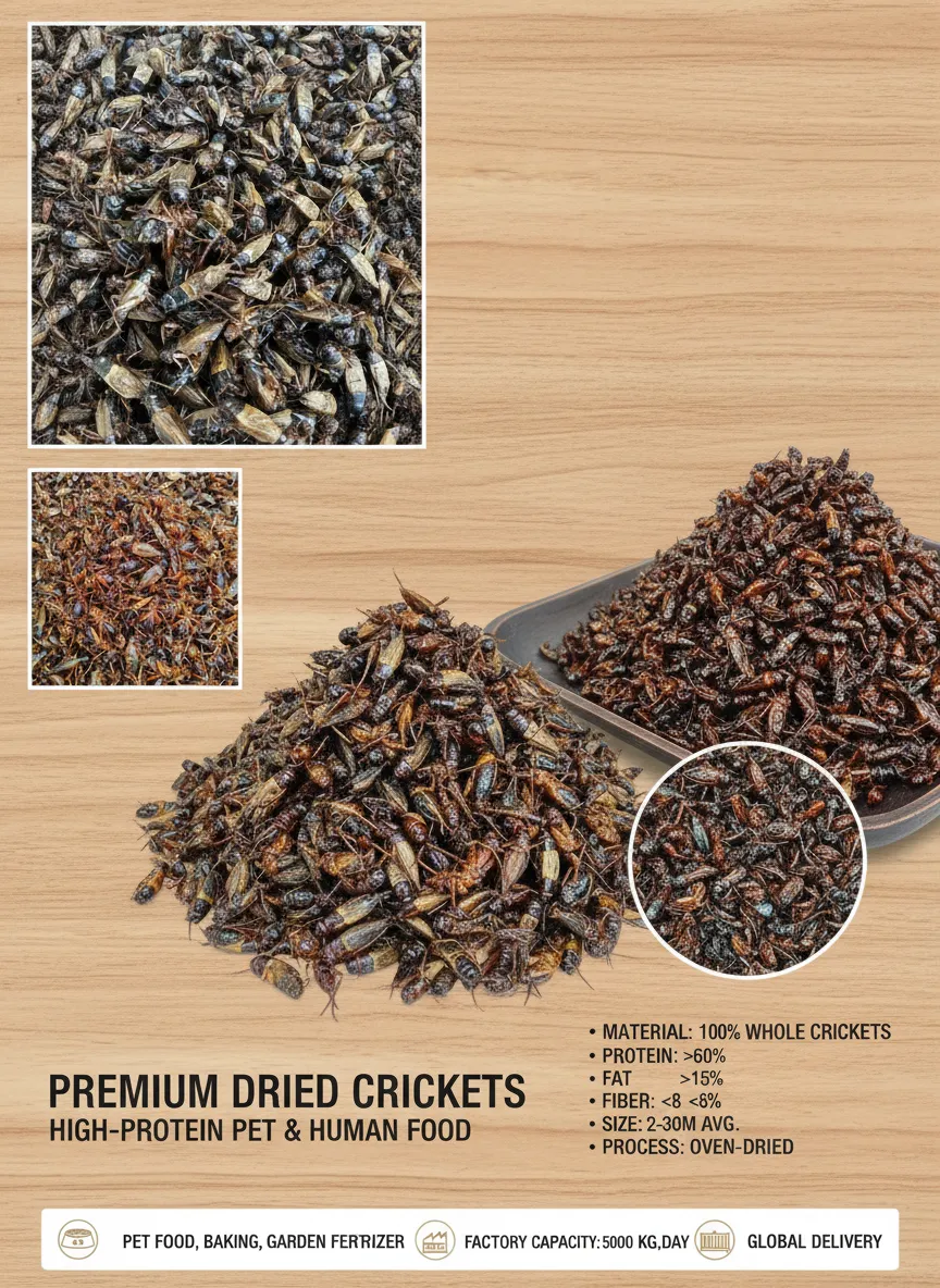 Bulk Wholesale Dried Crickets for Poultry Feed Manufacturer