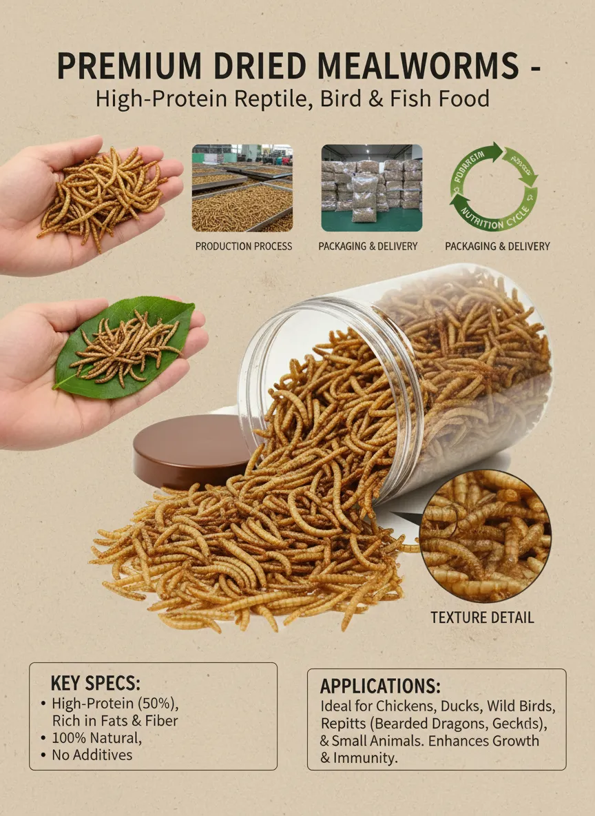 low temperature dried bulk mealworms for feed industry manufacturer