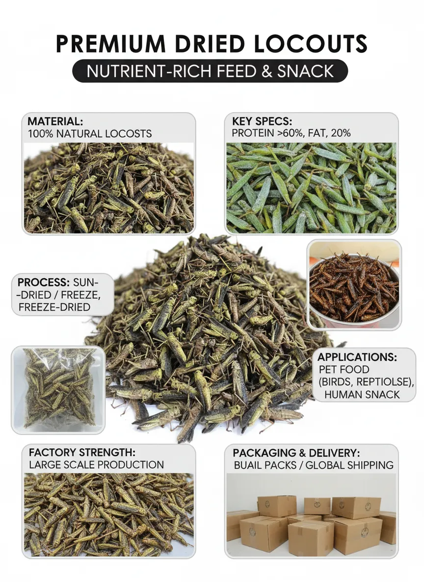 Zero-Additive Dried Locusts for Organic Feed manufacturer