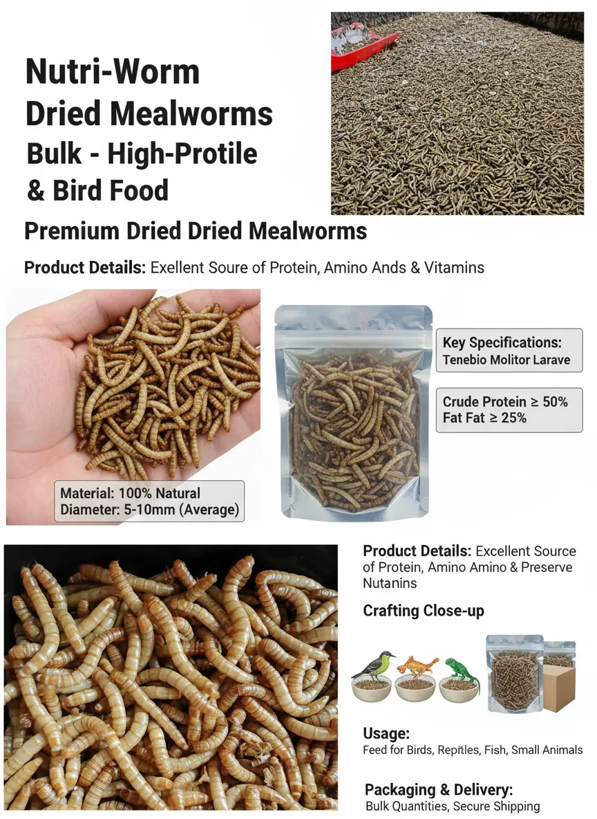 custom packaging bulk dried mealworms exporter
