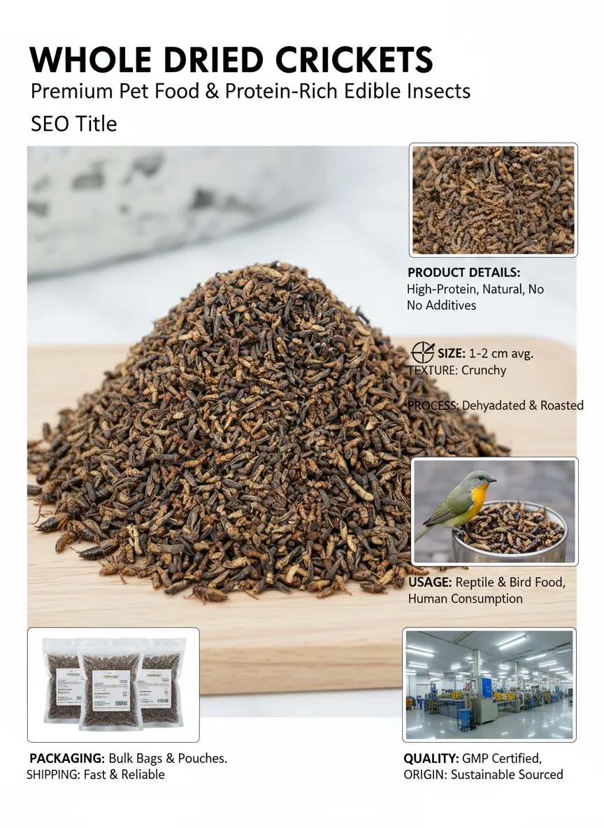 Bulk Wholesale Dried Crickets for Poultry Feed Supplier